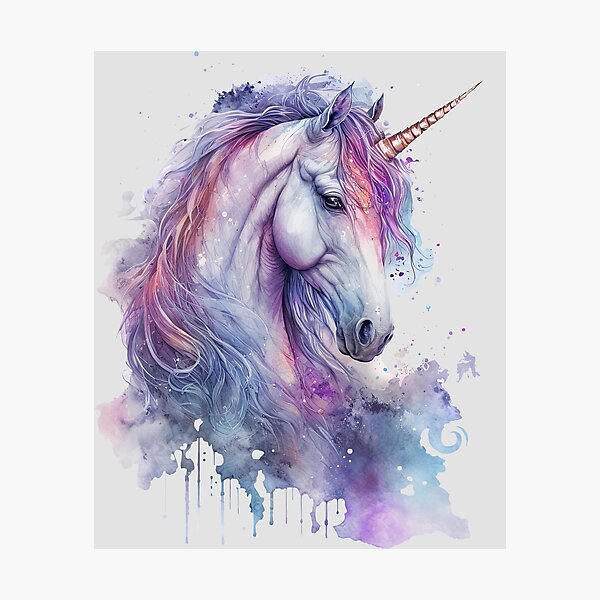 Magical Unicorn in Watercolor Photographic Print
