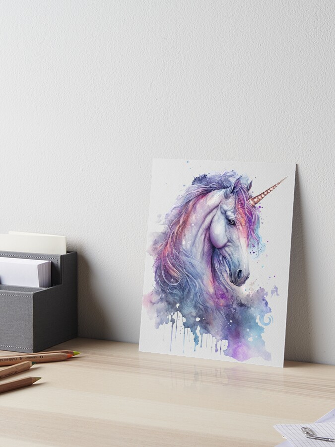 Cartoon Girls Canvas Wall Art with Unicorn Drawing Pastel Color