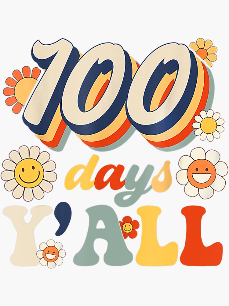 "Retro 100 Days Of School Teachers Students 100th Day School" Sticker