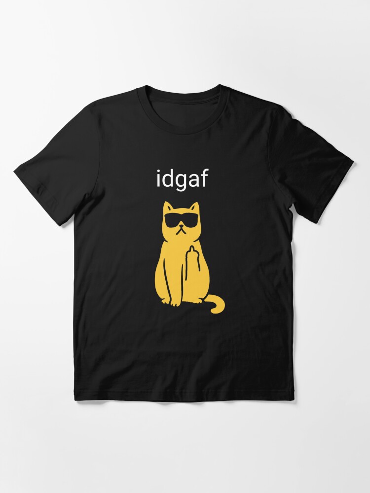 Idgaf Cute cat middle finger funny flip the bird f word orange kitty kitten  putt paw meow bark swearing curse pet accessories | Essential T-Shirt