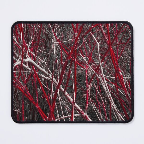 Item preview, Monochrome Red Black and White Nature Shot of Winter Trees designed and sold by KatTheBandit.