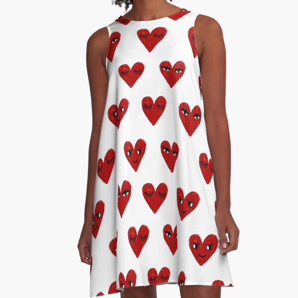 white and red heart dress