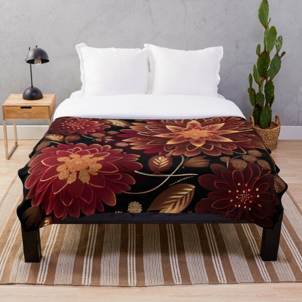 Item preview, Luxury Flowers Abstract Pattern in Gold, Red, Black designed and sold by HiArtify ❤️.