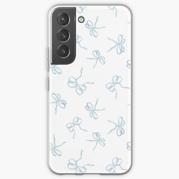 Pastel Light Blue Ribbons Tied in Bows Pattern on White Samsung Galaxy Soft Case