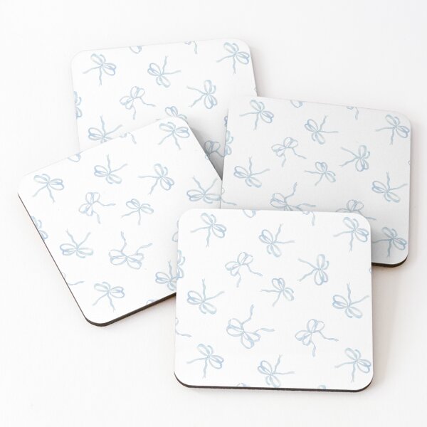 Item preview, Pastel Light Blue Ribbons Tied in Bows Pattern on White designed and sold by Blue Daisy Studio.