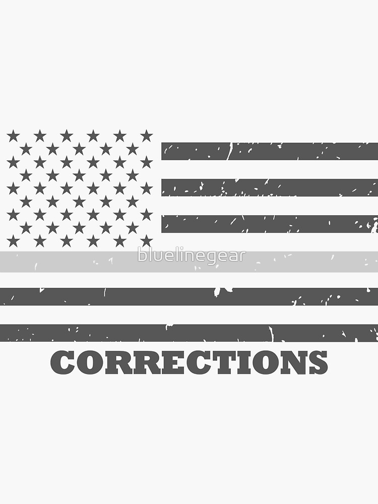 Thin Silver Line Corrections Officer Flag Sticker For Sale By Bluelinegear Redbubble 5014