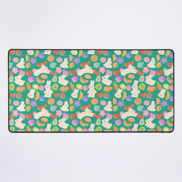 Green Tutti Fruitti Bunnies Desk Mat