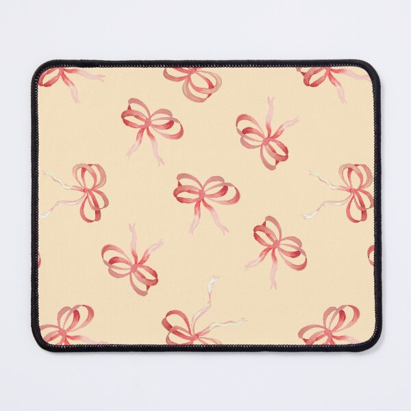 Item preview, Rusty Pink Ribbons Tied in Bows Pattern on Creamy Maize Yellow designed and sold by Blue Daisy Studio.