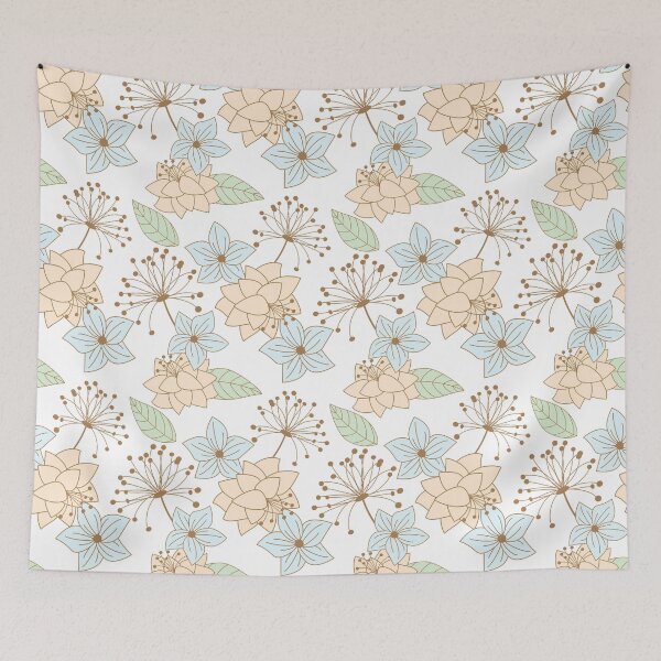 Item preview, Green leaves Orange Blue roses Pattern designed and sold by MedEla  ⭐⭐⭐⭐⭐.