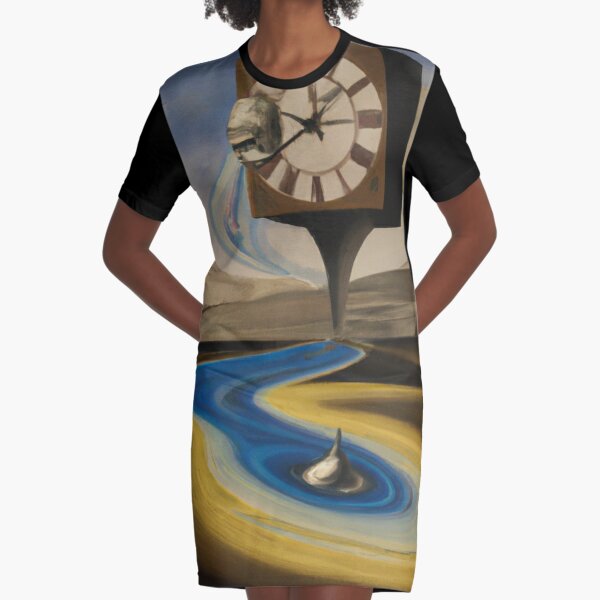 The flow of fluid time by Salvador Dali #flow #fluid #time #SalvadorDali Graphic T-Shirt Dress