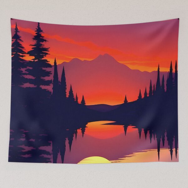 Item preview, Find the Perfect Minimalist Landscape and Lake Sunrise Print for Your Personal Style and Taste designed and sold by supeart.