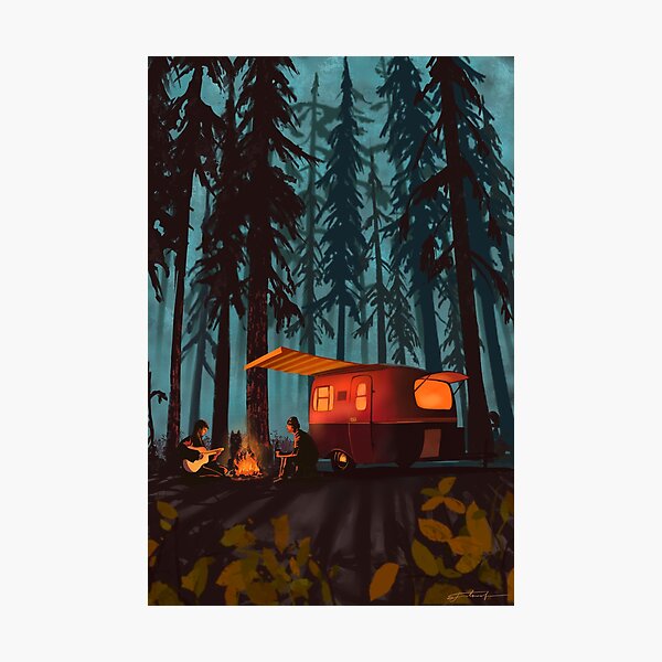 Item preview, retro twilight camping designed and sold by SFDesignstudio.
