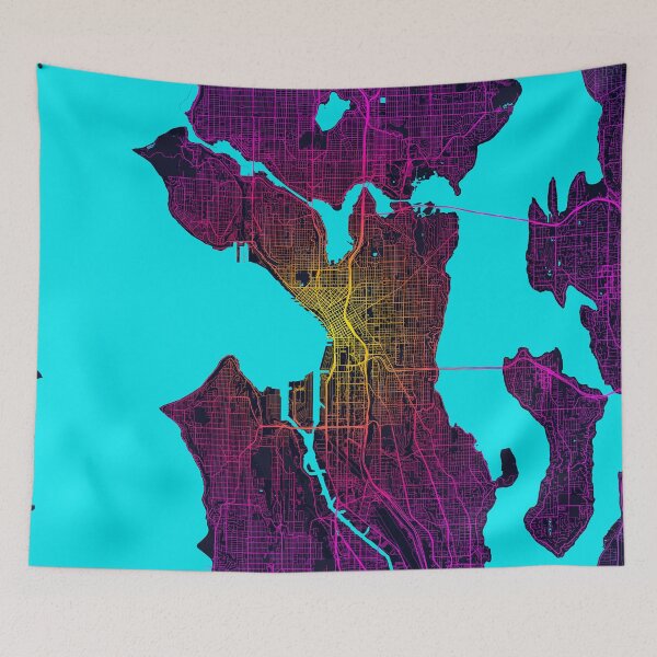 Item preview, Seattle City Map of Washington, USA - Neon designed and sold by deMAP.