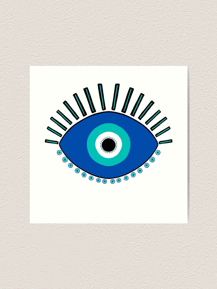 The Stupell Home Decor Collection Evil Eye Glam Boho Pattern Bold Blue Pink  by Grace Popp Floater Frame Religious Wall Art Print 31 in. x 25 in.  aj-183_ffb_24x30 - The Home Depot
