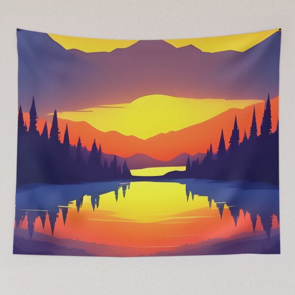 Item preview, Add a Touch of Beauty and Tranquility to Your Life with Our Stunning Minimalist Landscape Sunrise Water View Prints designed and sold by supeart.