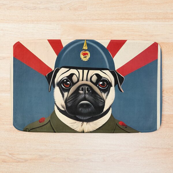 Item preview, Retro pug dog soldier with helmet - vintage style designed and sold by Dalive.