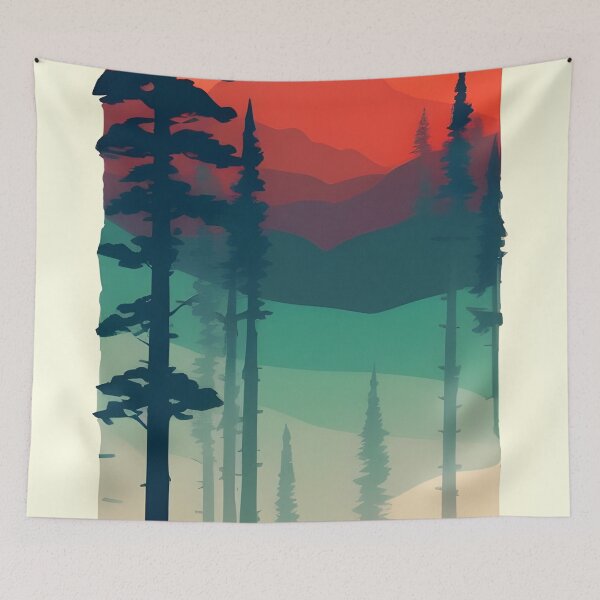 Item preview, Add a Touch of Beauty and Tranquility to Your Life with Our Gorgeous Minimalist Tree and Mountain View Prints designed and sold by supeart.