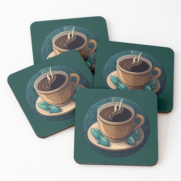 Item preview, Wake Up and Smell the Coffee - Coaster Art Illustration designed and sold by PixelPerfectCo.