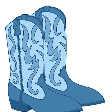 Sticker for Sale mit Cowboystiefel Staubiges Blau von Marissa Davila Redbubble