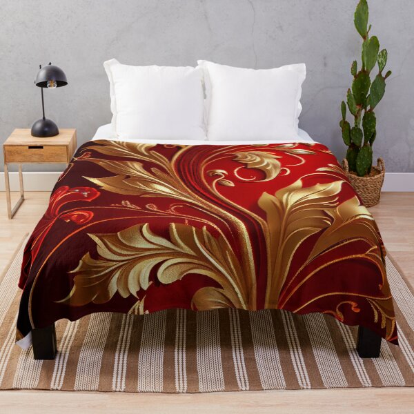 Item preview, Luxury Flowers Abstract Pattern in Gold, Red, Black designed and sold by HiArtify ❤️.