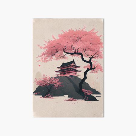 Original Painting watercolor Spring landscape Wall Art 5x7 Cherry Blossom  Decor