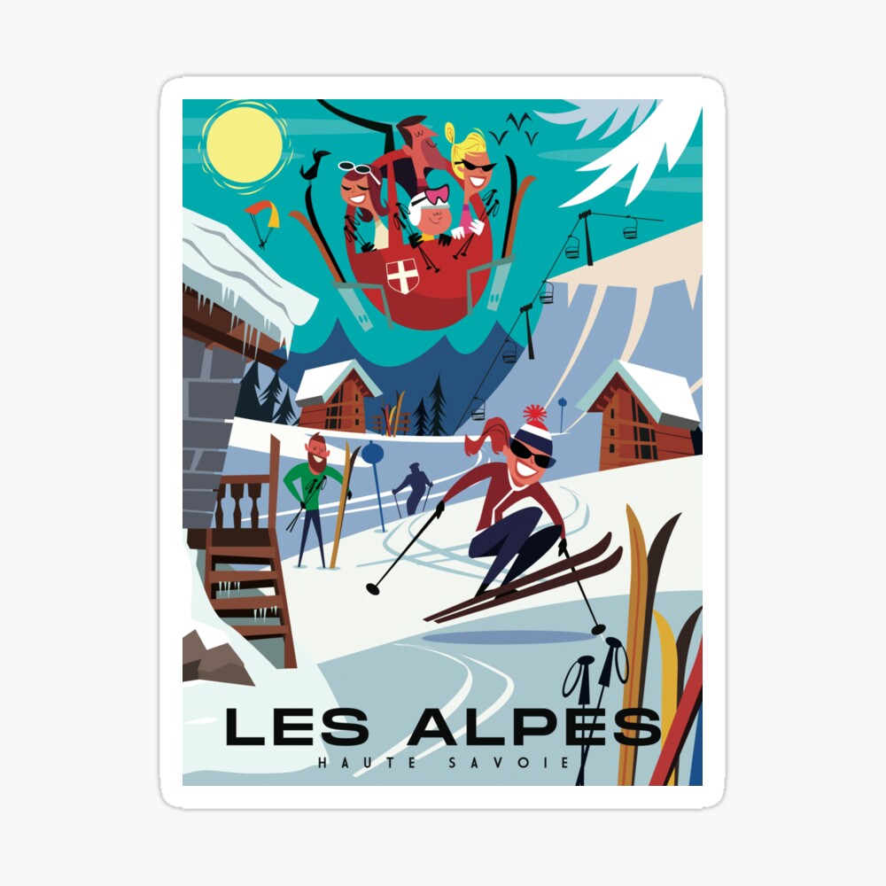 Mini-Puzzle Skis Rouges - Marcel Travel Posters