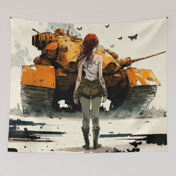 Item preview, A lady and a tank designed and sold by aiwrua.