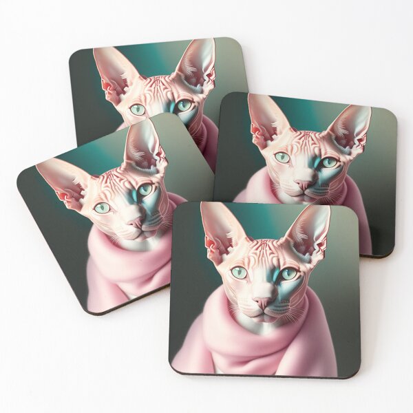 Item preview, Sphynx Cat Dons a Pink Scarf designed and sold by Nocturne  Paws.