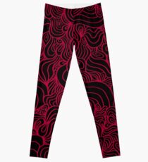 ACID PEACOCK Baby Bat: Black/Red Line Design Leggings Leggings