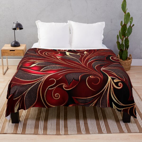 Item preview, Luxury Flowers Abstract Pattern in Gold, Red, Black designed and sold by HiArtify ❤️.