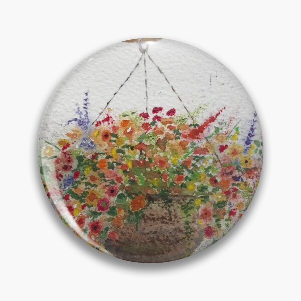 Item preview, Summer Hanging Basket in Watercolour designed and sold by lilacshoes_art.