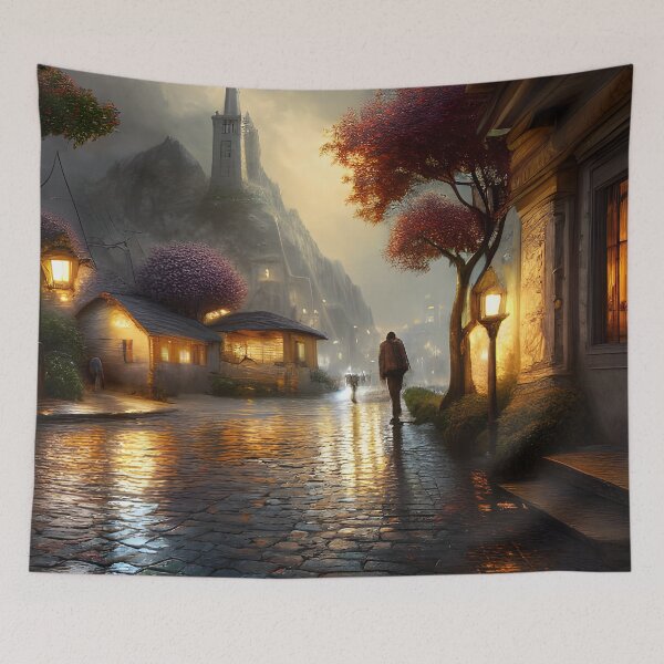 Item preview, Rainy Night in the Village designed and sold by FreeSpirit-Shop.