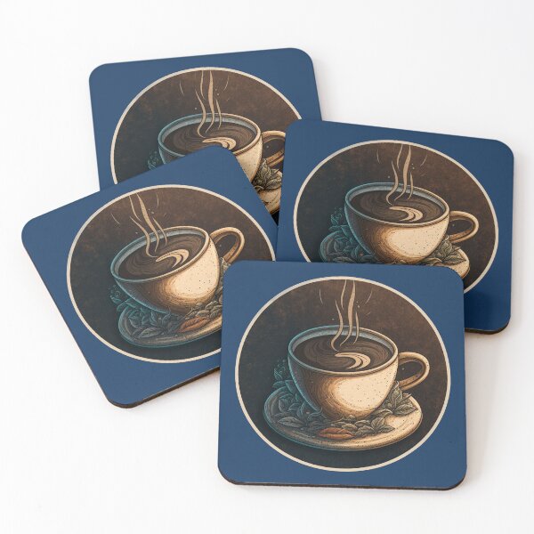 Item preview, Wake Up and Smell the Coffee - Coaster Art Illustration designed and sold by PixelPerfectCo.