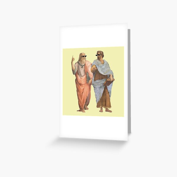 Aperçu de l'œuvre Platon et Aristote avec des lunettes de soleil pixelisées cool créée et vendue par Cleanthes.