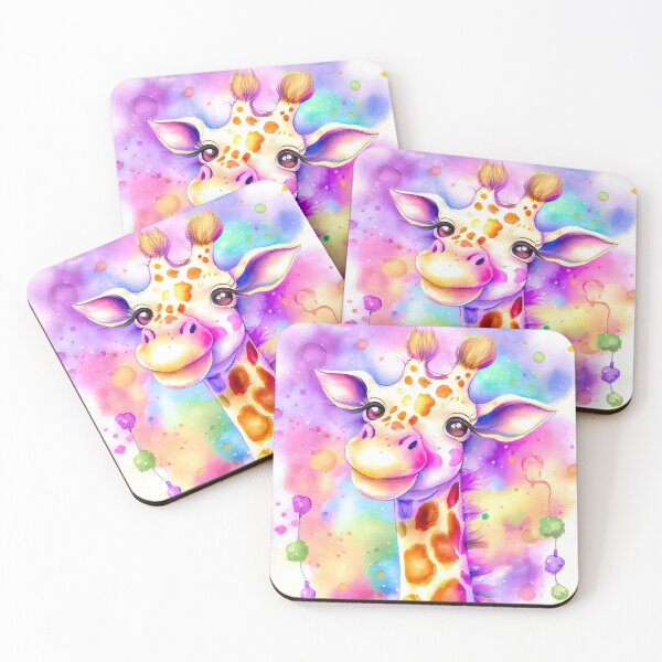 Artikelvorschau, Bunte Regenbogen-Giraffe Art.-Nr entworfen und verkauft von AnuGoldPrints.