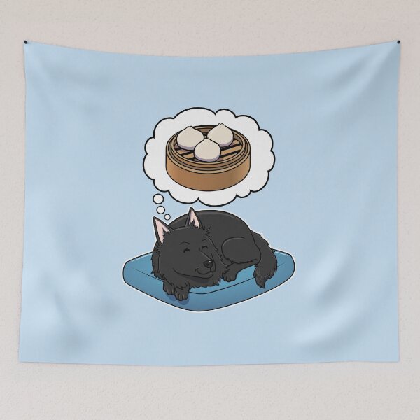 Item preview, Belgian Sheepdog dreaming about Dim Sum Buns designed and sold by DoggieDelights.