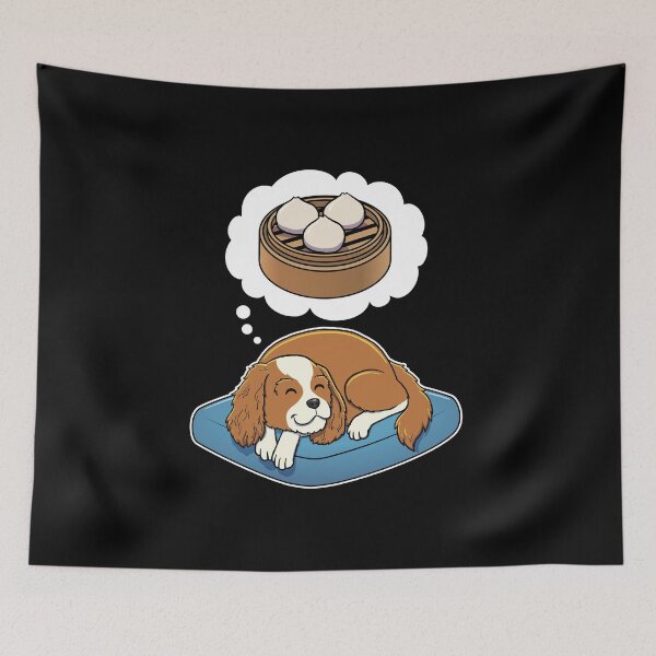 Item preview, Cavalier King Charles Spaniel dreaming about Dim Sum Buns designed and sold by DoggieDelights.