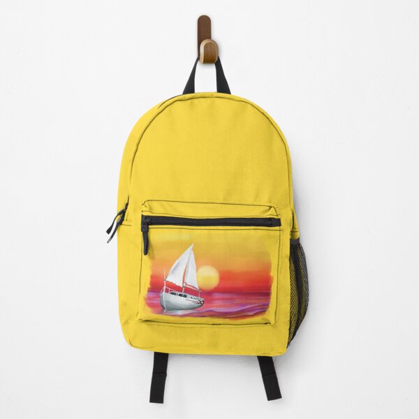 Artikelvorschau, Segelboot-Sonnenuntergang über Meer-Segeln-Liebhaber-buntes Segel-Boot entworfen und verkauft von Delightfully Cynical.