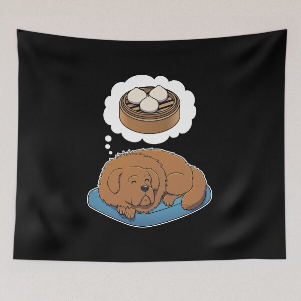 Item preview, Tibetan Mastiff dreaming about Dim Sum Buns designed and sold by DoggieDelights.