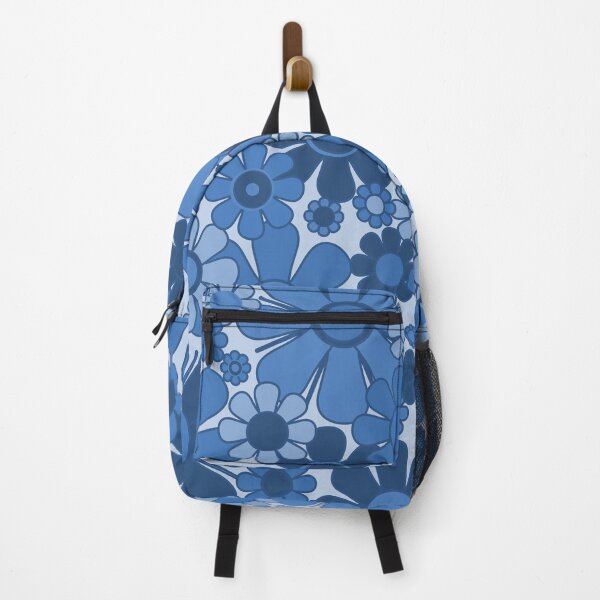 Item preview, Retro Garden Flowers 60s 70s Floral Pattern in French Blue designed and sold by kierkegaard.