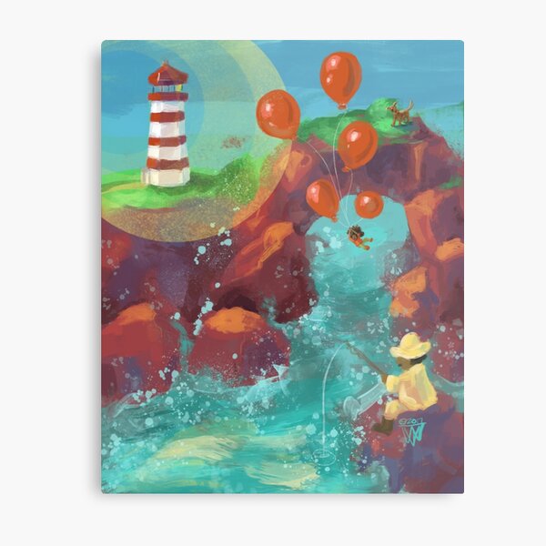 Balloon LIft Off 4, The Lighthouse Metal Print