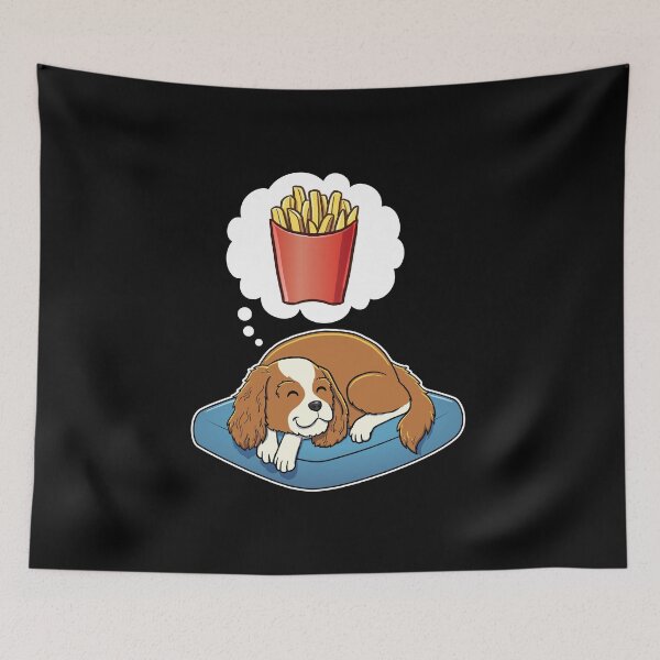 Item preview, Cavalier King Charles Spaniel dreaming about French Fries designed and sold by DoggieDelights.