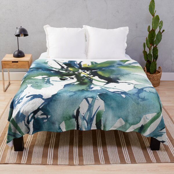 Azure winter flower Throw Blanket