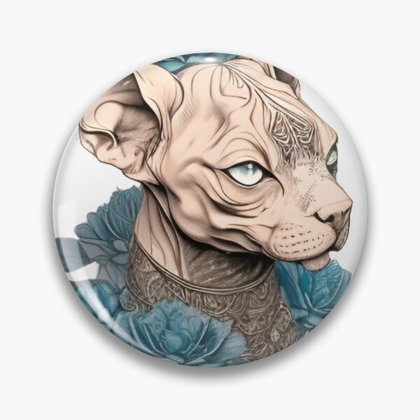 Item preview, Sphynx Cat Paired with Blue Roses designed and sold by Nocturne  Paws.