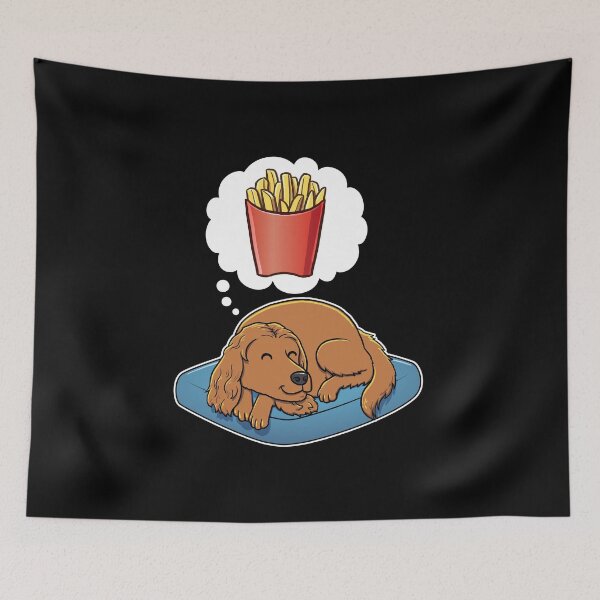 Item preview, English Cocker Spaniel dreaming about French Fries designed and sold by DoggieDelights.