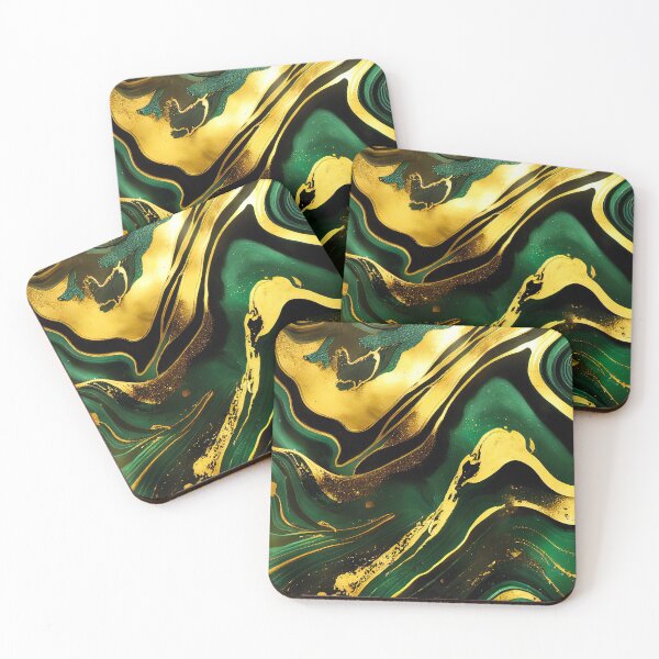 Item preview, Textura ondulada de mármol de oro verde negro designed and sold by AppleElf.