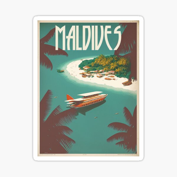 Artikel-Vorschau von Malediven Resort Vintage Reisekunst Poster, designt und verkauft von OldTravelArt.