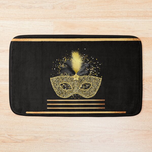Item preview, Shimmering carnival mask with gold feathers ( black-gold ) designed and sold by All-About-Life.