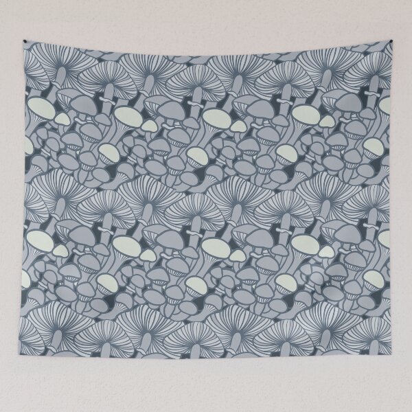 Item preview, Gray mushrooms illustration pattern designed and sold by MILLDESIGN.