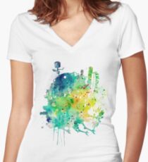 Moving Castle Women's Fitted V-Neck T-Shirt